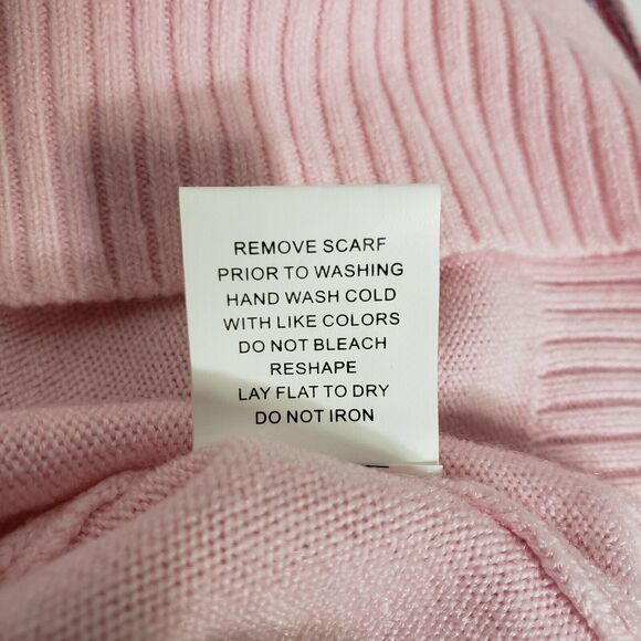 Notations Woman Sweater Small Pink Pullover Long Sleeve VNeck Knit Acrylic Scarf - Picture 10 of 12